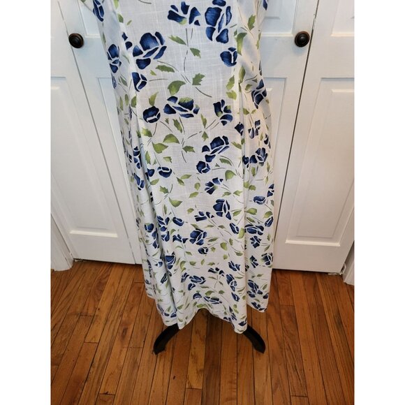 Vintage 90s Custom Made Corset White/Blue Watercolor Print Midi S Cottage Fairy - Picture 7 of 9